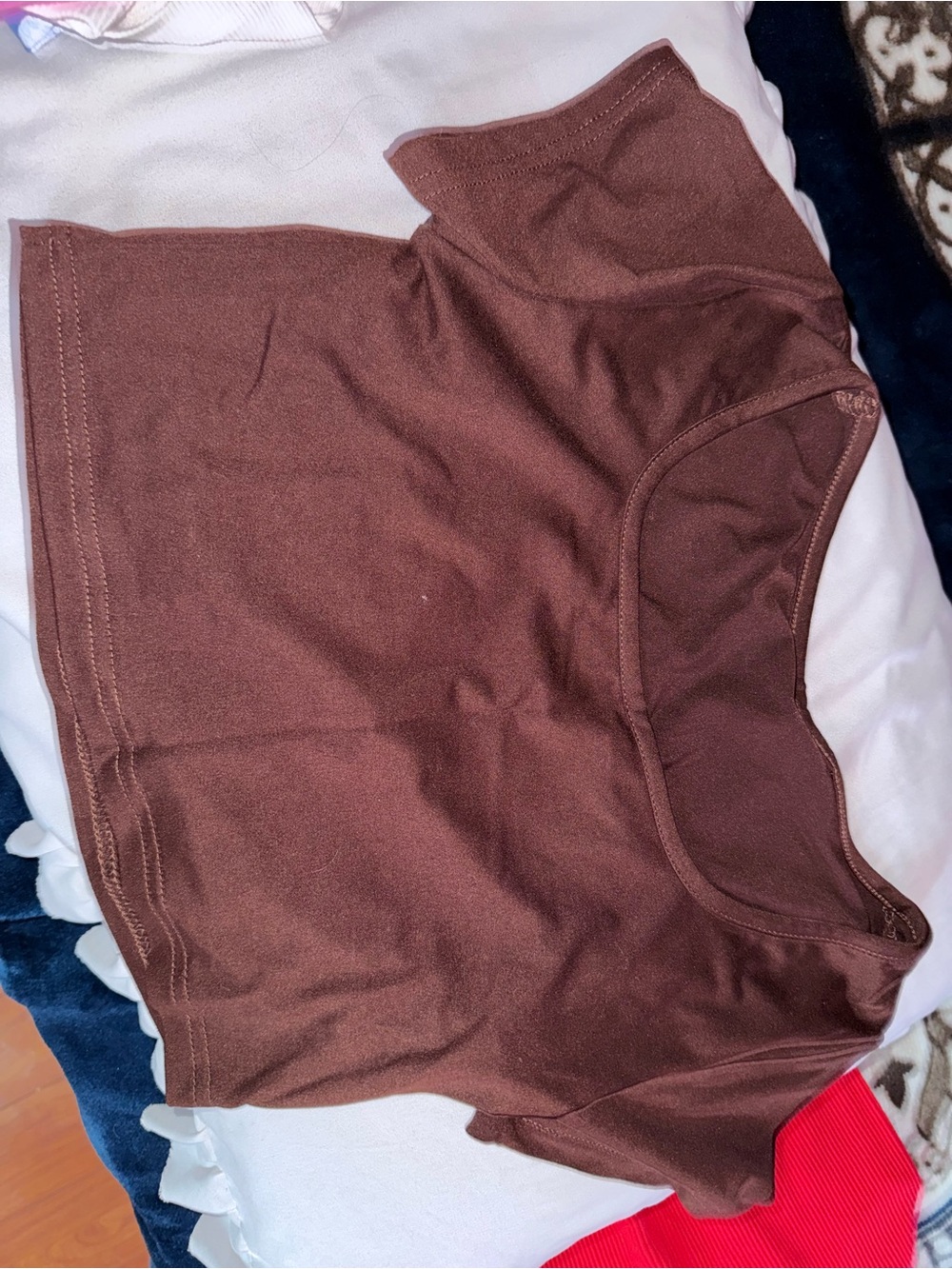 SHEIN Brown Short Sleeve Crop Top